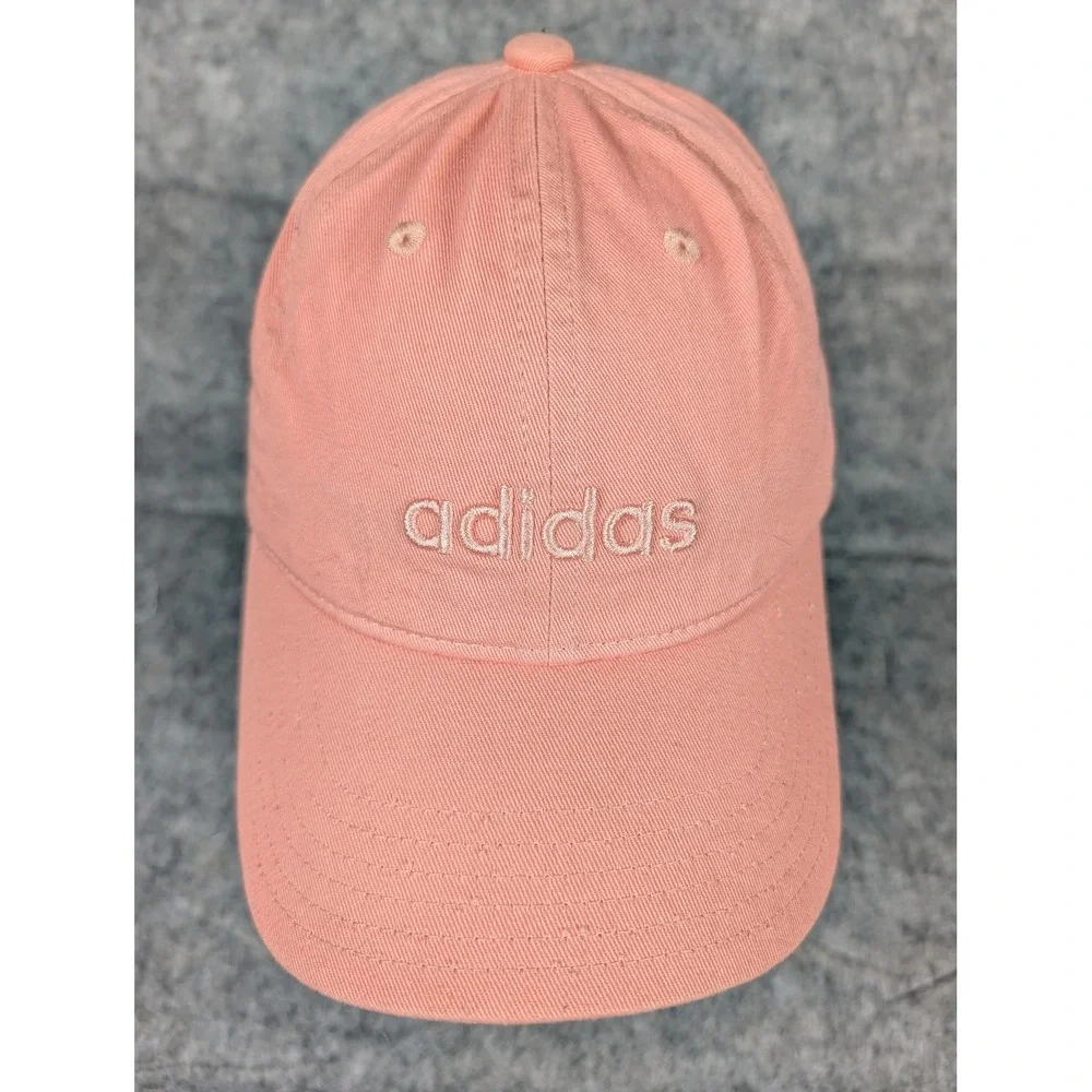 Adidas Womens Baseball Cap Coral Pink‎ Embroidered Logo Adjustable Strap Casual